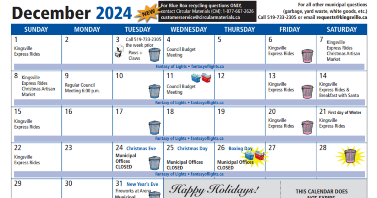 Garbage Pickup and Recycling Dates This Week Kingsville Times